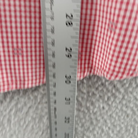 Boss Hugo Boss Shirt Mens XL Red Gingham Check Geometric Slim Fit Orange Tag - Picture 5 of 9